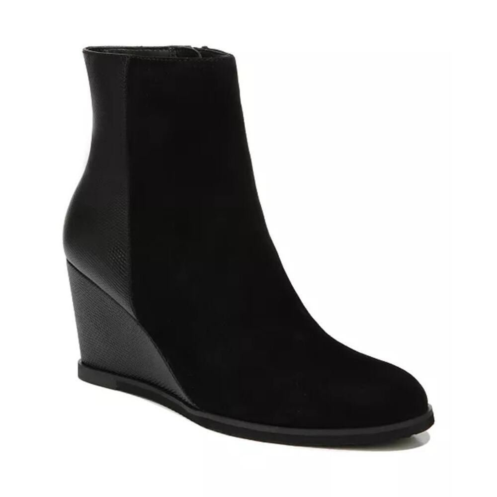 Naturalizer black Garnet suede bootie ankle boots wedge heels sz 9.5